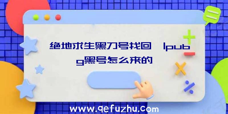 「绝地求生黑刀号找回」|pubg黑号怎么来的